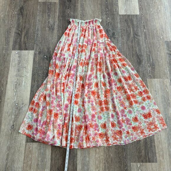 MISA Los Angeles Floral Tiered Maxi Skirt S Boho Smocked Waist Flowy Resort Vaca - Picture 6 of 11